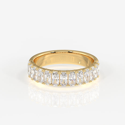 Radiant Cut Moissanite Diamond Wedding Band Sterling Silver Ring