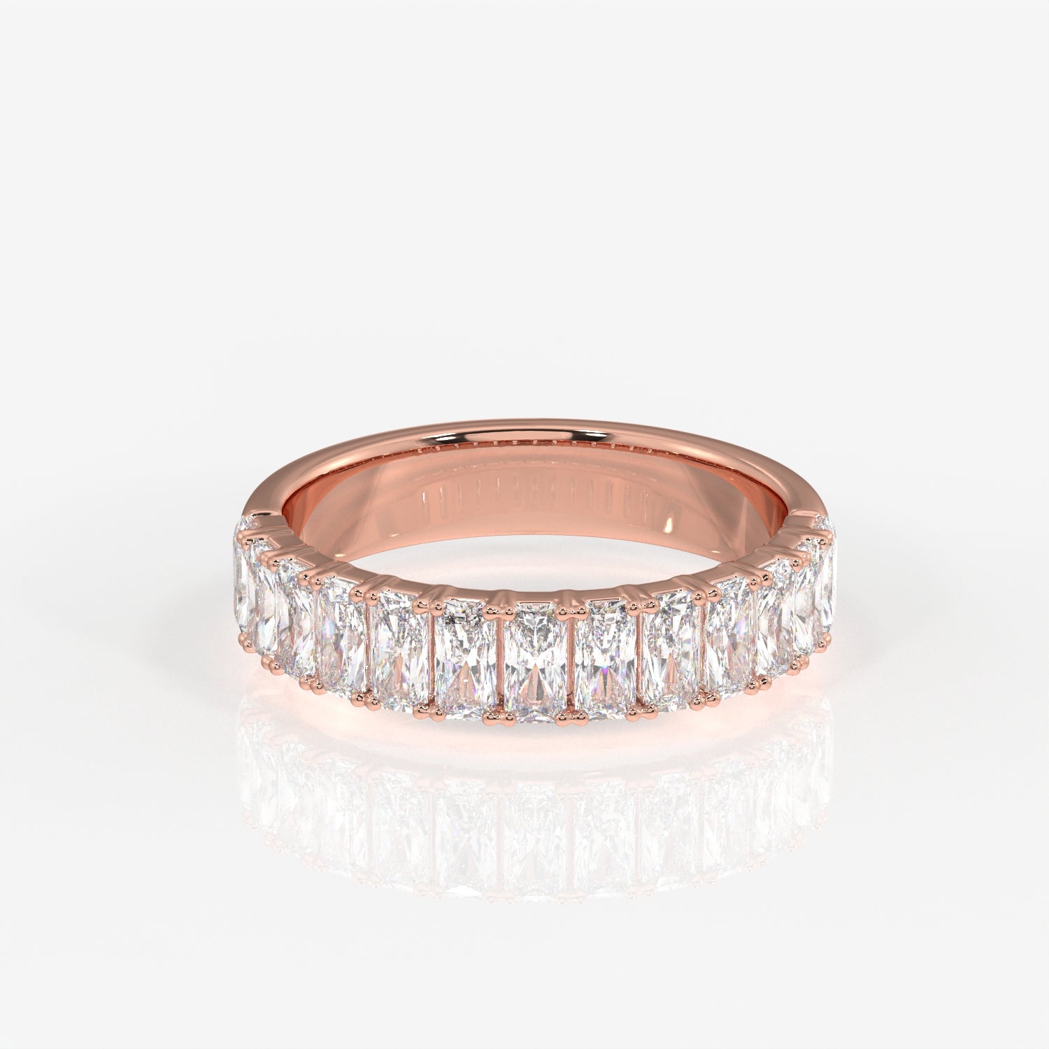 Radiant Cut Moissanite Diamond Wedding Band 14K Gold Ring