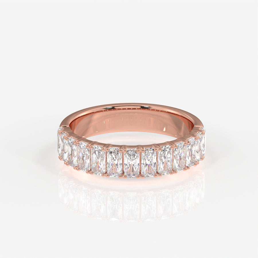 Radiant Cut Moissanite Diamond Wedding Band 14K Gold Ring