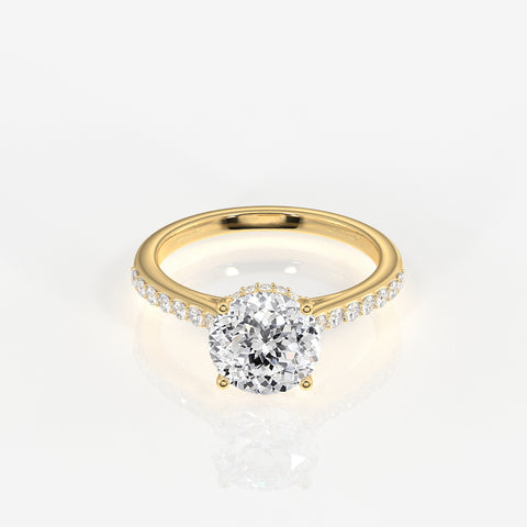 Portuguese Cut Lab Grown Diamond Hidden Halo 14k Gold Ring