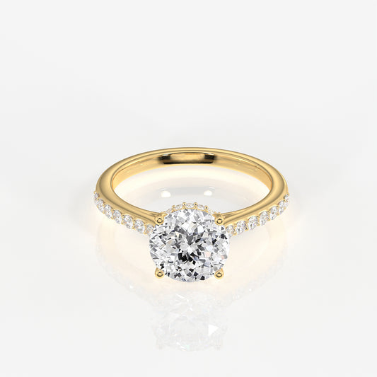 Portuguese Cut Moissanite Diamond Hidden Halo Sterling Silver Ring