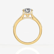 Portuguese Cut Moissanite Diamond Hidden Halo 14K Gold Ring