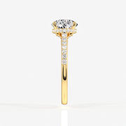 Portuguese Cut Moissanite Diamond Hidden Halo 14K Gold Ring