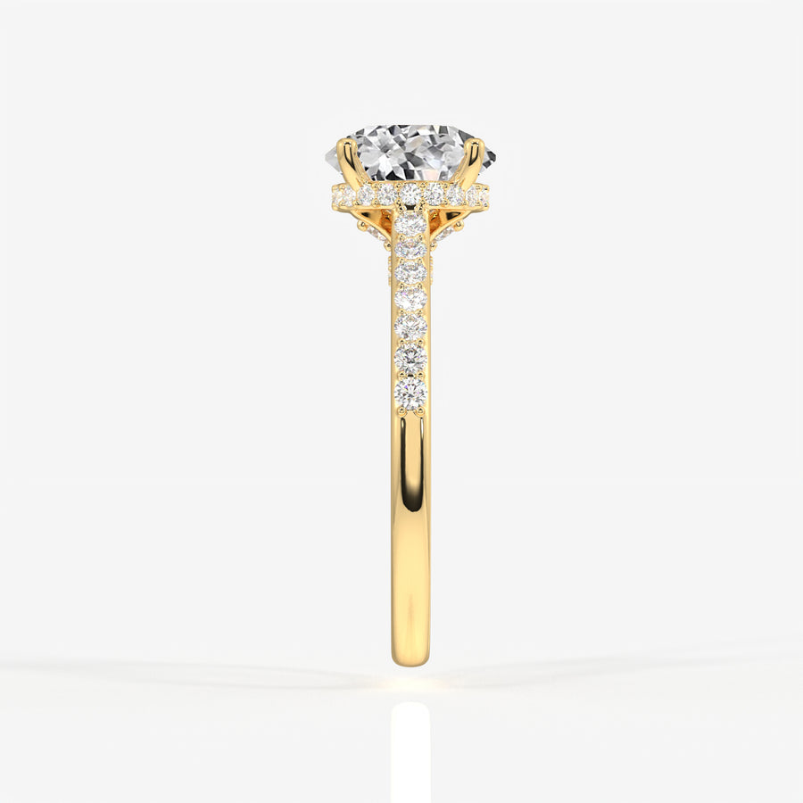 Portuguese Cut Moissanite Diamond Hidden Halo 14K Gold Ring