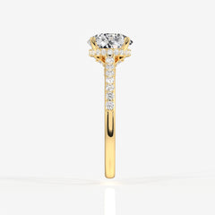 Portuguese Cut Moissanite Diamond Hidden Halo Sterling Silver Ring