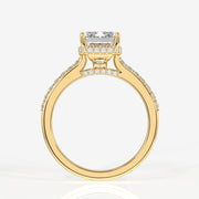 Emerald Cut Lab Grown Diamond Hidden Halo 14k Gold Ring
