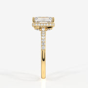 Emerald Cut Lab Grown Diamond Hidden Halo 14k Gold Ring
