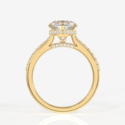 Heart Cut Moissanite Diamond Hidden Halo 18k Gold Ring