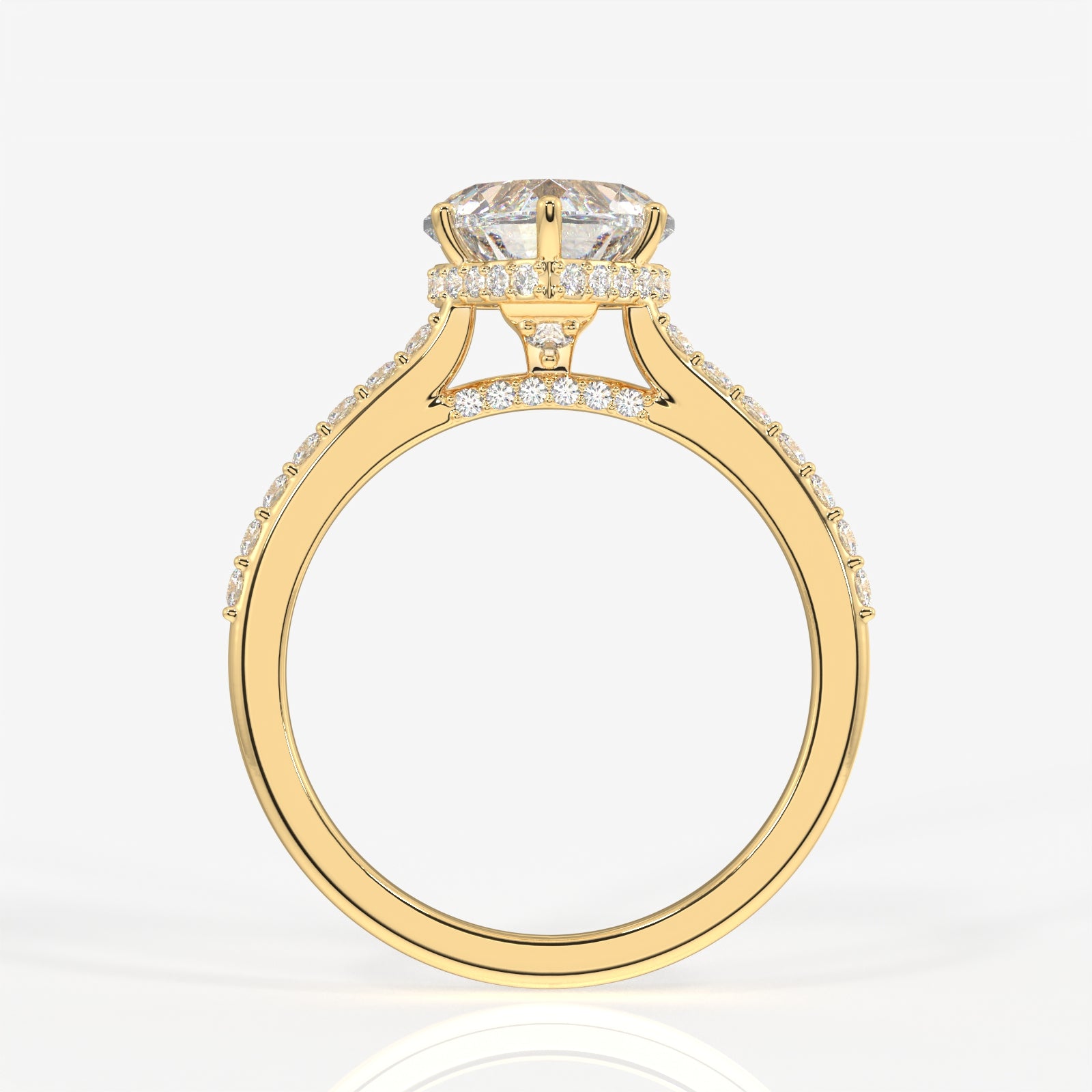 Heart Cut Moissanite Diamond Hidden Halo 18k Gold Ring