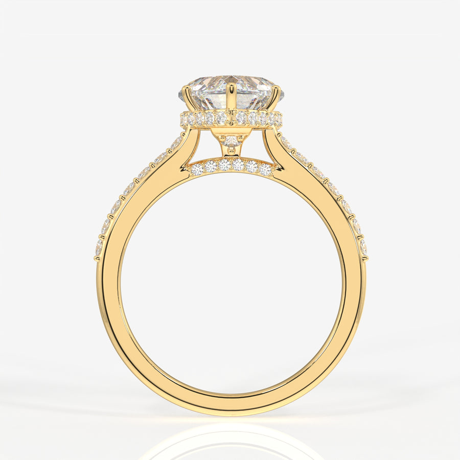 Heart Cut Moissanite Diamond Hidden Halo 18k Gold Ring