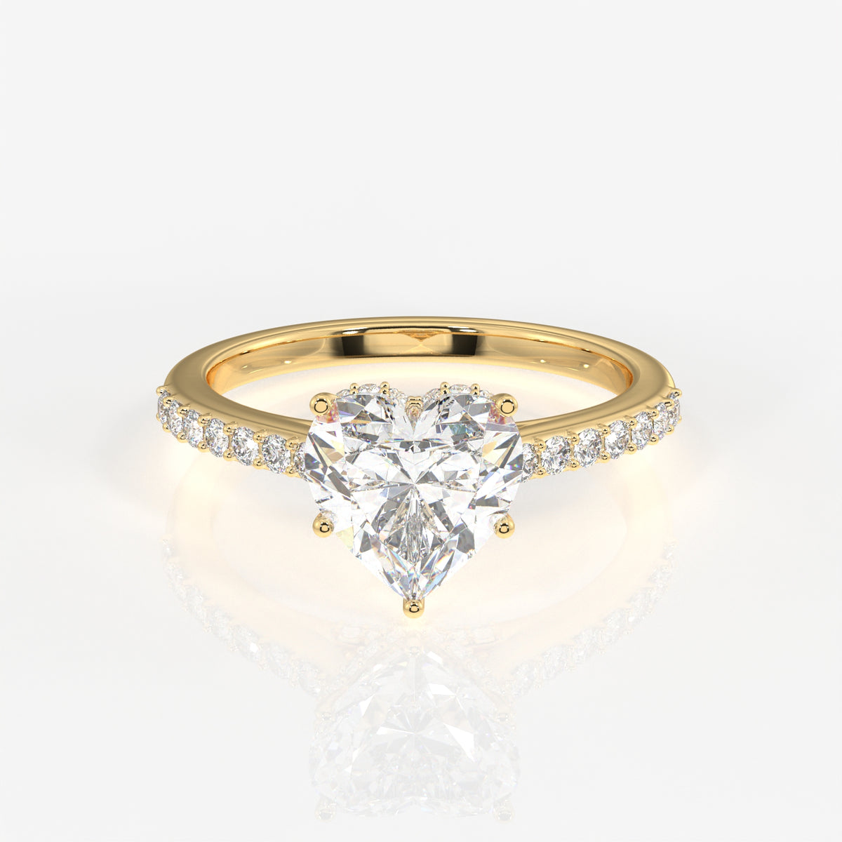 Heart Cut Lab Grown Diamond Hidden Halo 18k Gold Ring