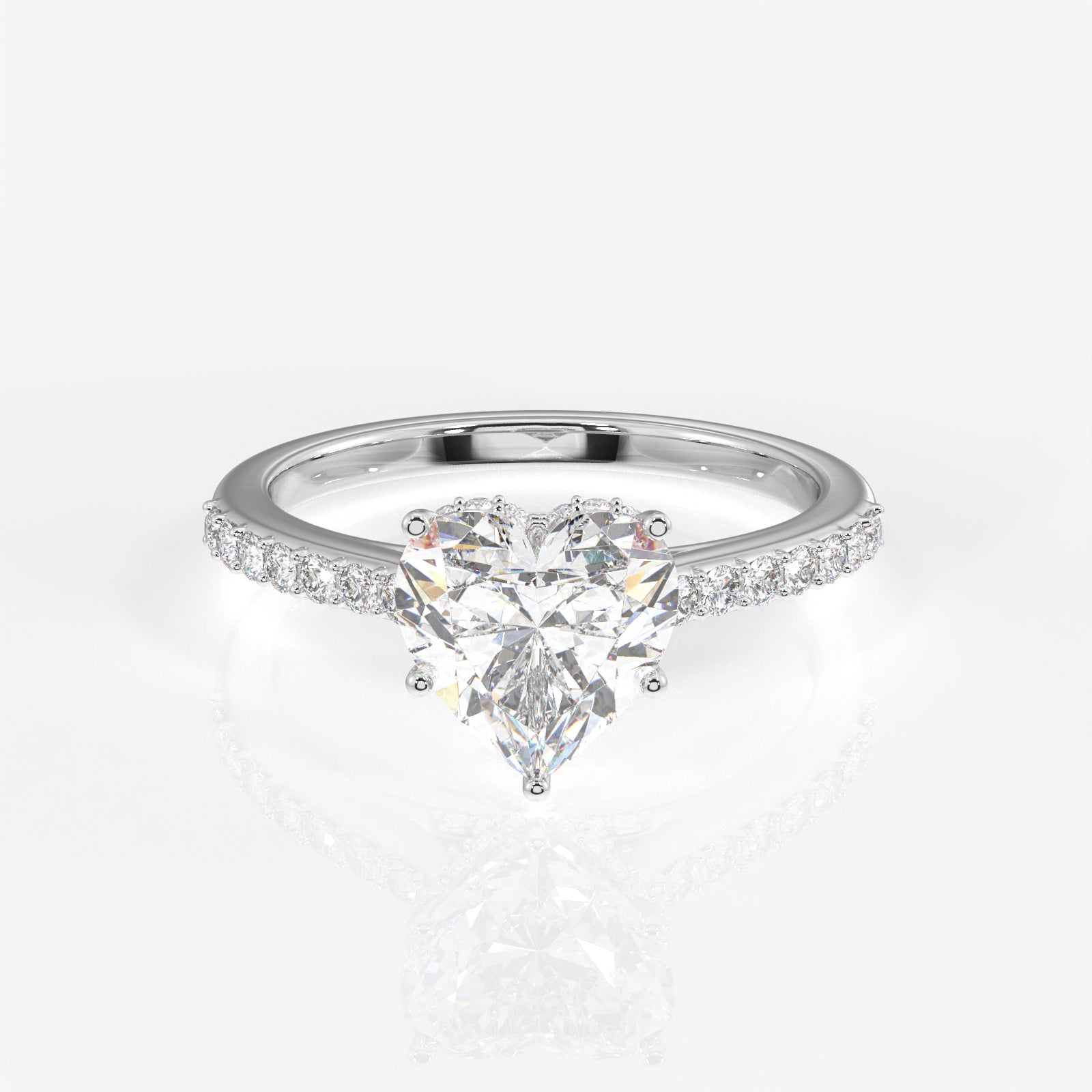 Heart Cut Moissanite Diamond Hidden Halo 18k Gold Ring