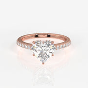 Heart Cut Moissanite Diamond Hidden Halo 18k Gold Ring