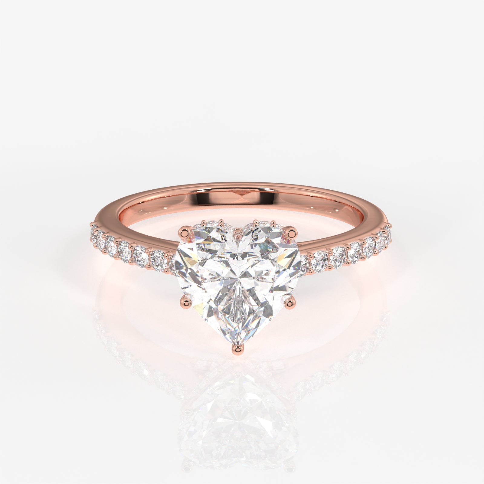 Heart Cut Moissanite Diamond Hidden Halo 18k Gold Ring