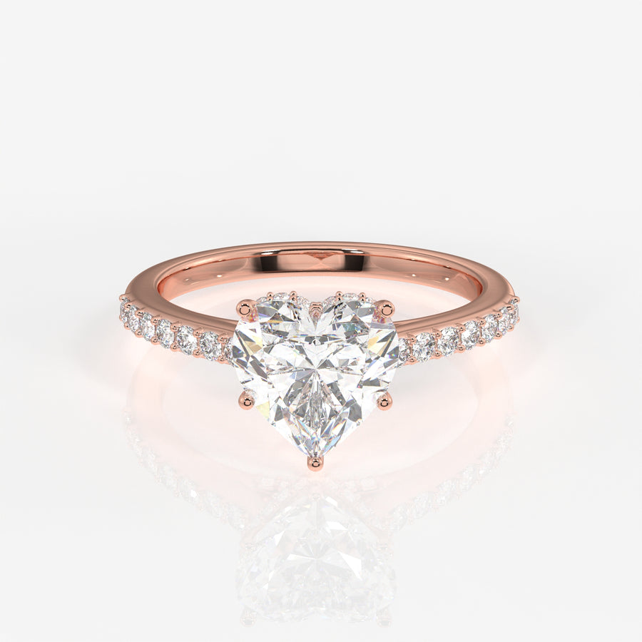 Heart Cut Moissanite Diamond Hidden Halo 18k Gold Ring