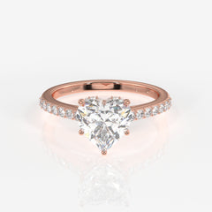 Heart Cut Lab Grown Diamond Hidden Halo 18k Gold Ring