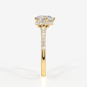 Heart Cut Moissanite Diamond Hidden Halo 18k Gold Ring