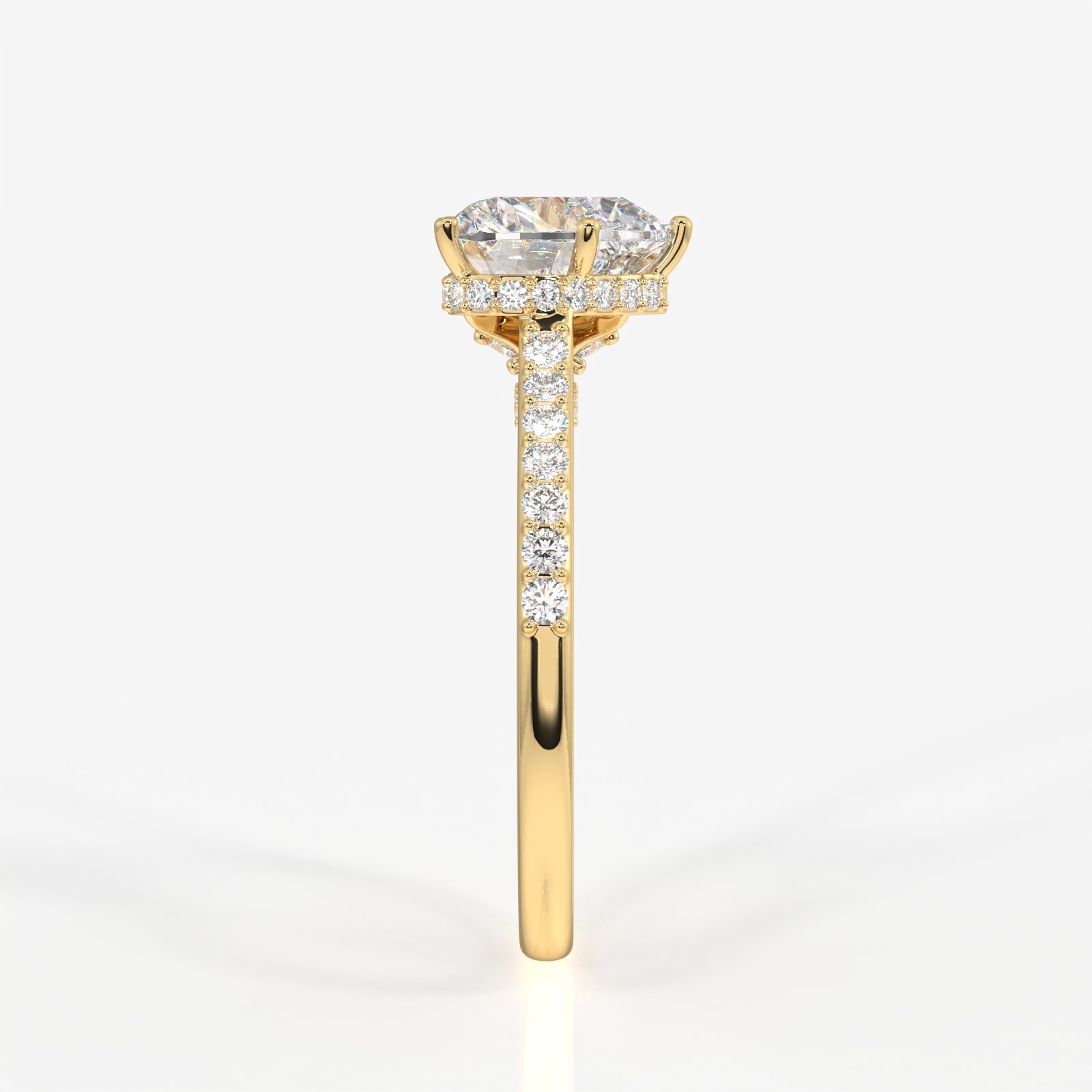 Heart Cut Moissanite Diamond Hidden Halo 18k Gold Ring