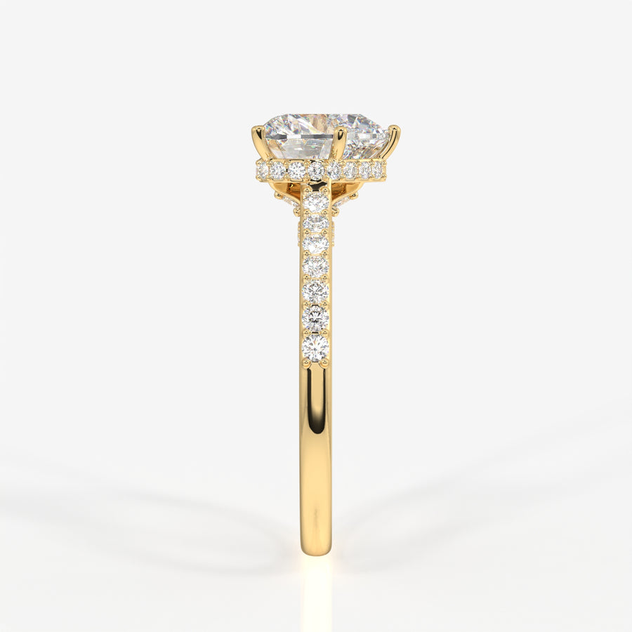 Heart Cut Moissanite Diamond Hidden Halo 18k Gold Ring