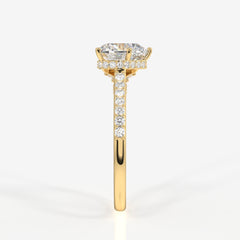 Heart Cut Lab Grown Diamond Hidden Halo 14k Gold Ring