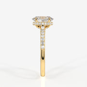 Oval Cut Moissanite Diamond Hidden Halo 14k Gold Ring