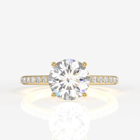 Round Cut Moissanite Diamond Hidden Halo Sterling Silver Ring