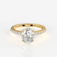 Oval Cut Lab Grown Diamond Hidden Halo 18k Gold Ring