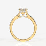 Oval Cut Moissanite Diamond Hidden Halo 14k Gold Ring
