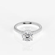 Portuguese Cut Moissanite Diamond Hidden Halo 14K Gold Ring