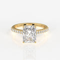 Radiant Cut Moissanite Diamond Hidden Halo 18k Gold Ring