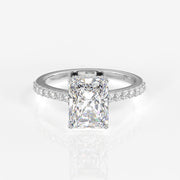 Radiant Cut Moissanite Diamond Hidden Halo 18k Gold Ring