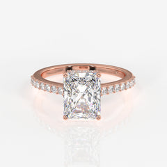 Radiant Cut Lab Grown Diamond Hidden Halo 14k Gold Ring