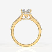 Radiant Cut Moissanite Diamond Hidden Halo 18k Gold Ring