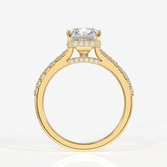 Radiant Cut Lab Grown Diamond Hidden Halo 14k Gold Ring