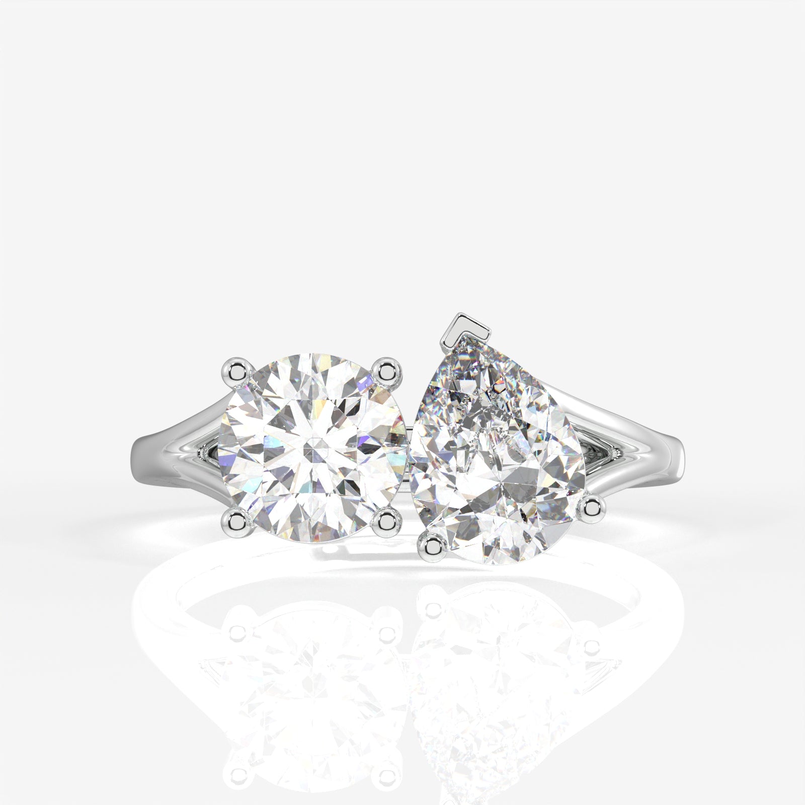 Round and Pear Cut Lab Grown Diamond Toi - Et - Moi 14k Gold Ring