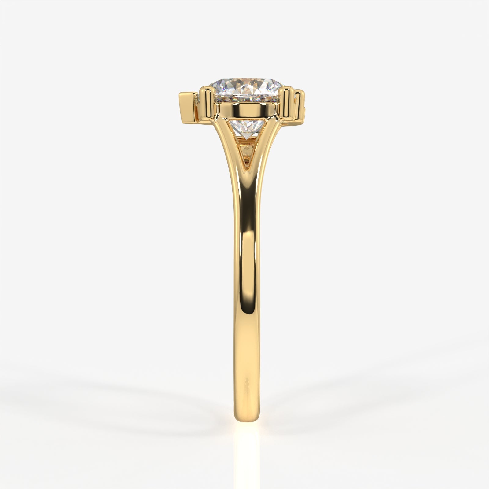 Round and Pear Cut Lab Grown Diamond Toi - Et - Moi 14k Gold Ring