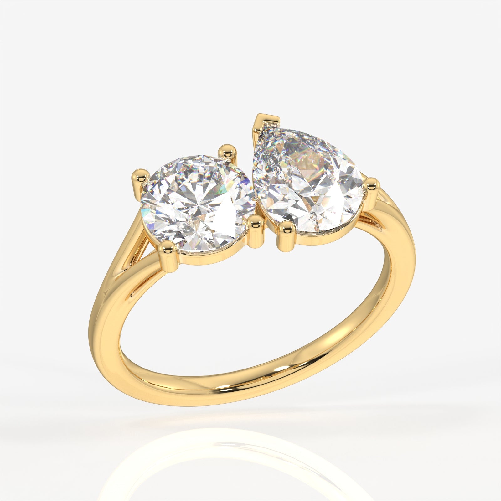 Round and Pear Cut Lab Grown Diamond Toi - Et - Moi 14k Gold Ring