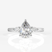 Pear Cut Lab Grown Diamond Trilogy 14k Gold Ring