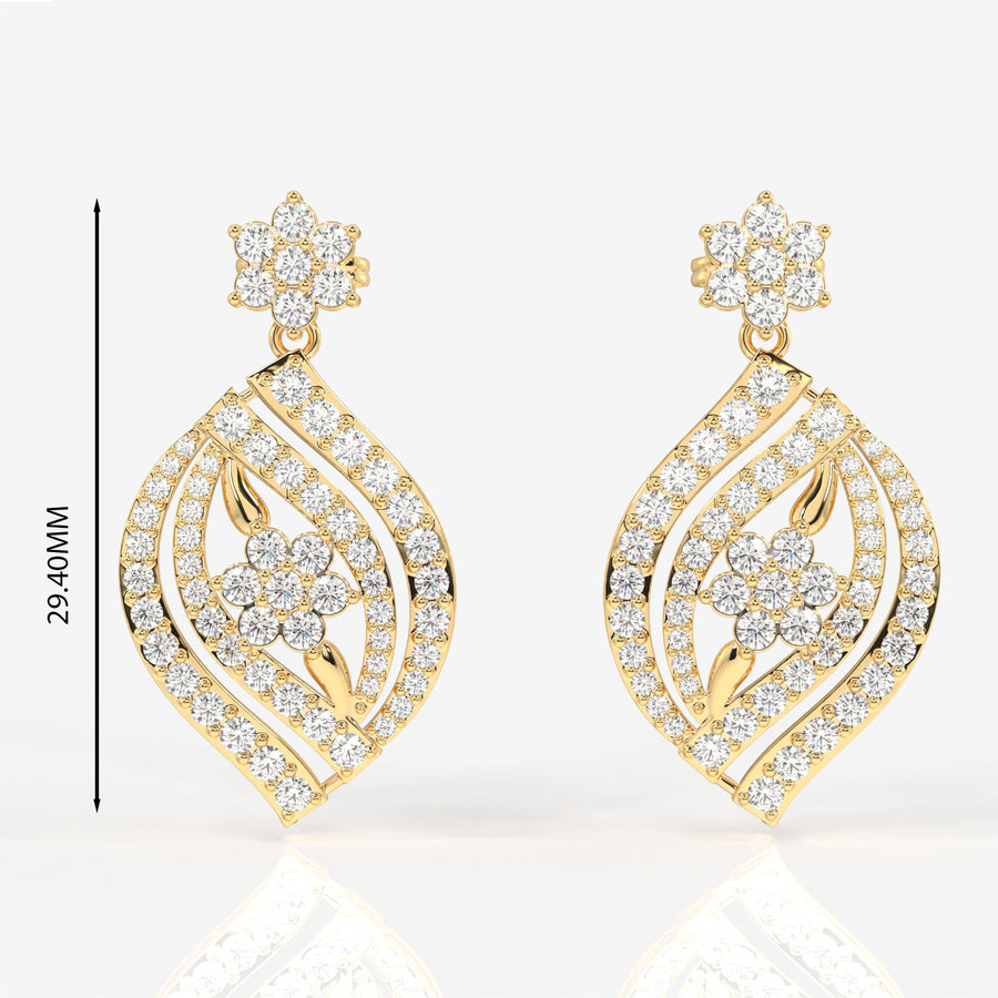 Florence Moissanite Diamond Bridal 14k Gold Earrings