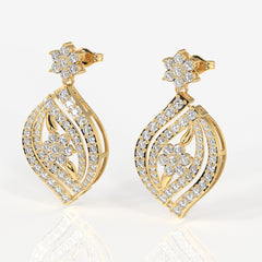 Florence Moissanite Diamond Bridal 18k Gold Earrings