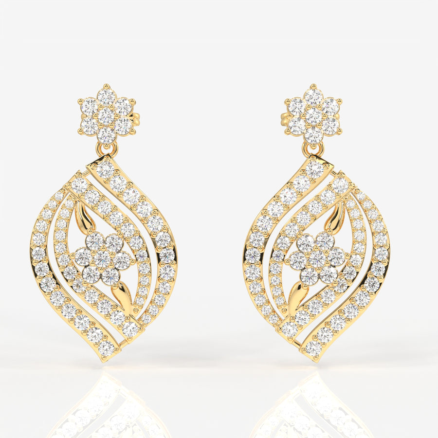 Florence Moissanite Diamond Bridal Sterling Silver Earrings