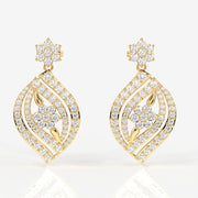 Florence Moissanite Diamond Bridal 14k Gold Earrings