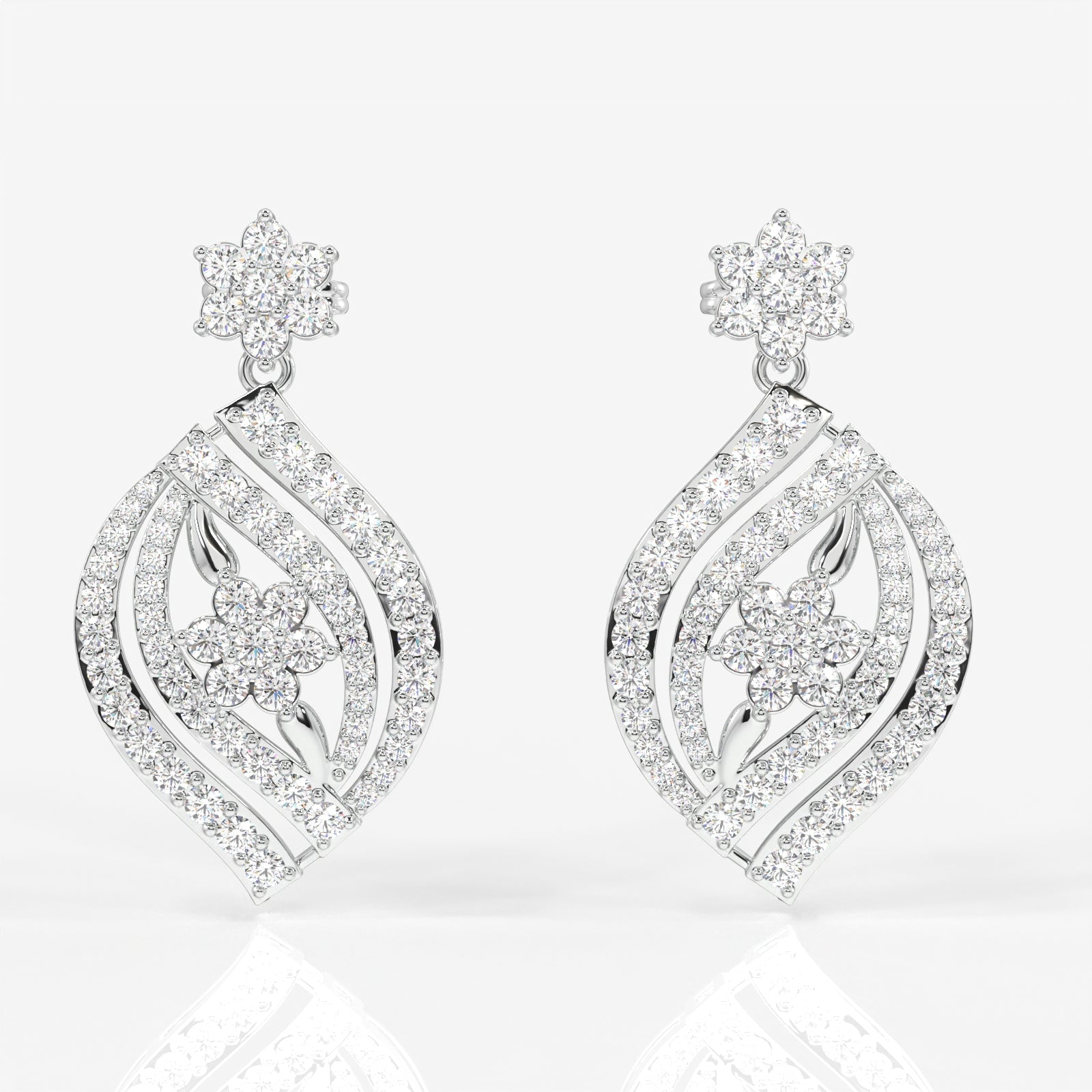 Florence Moissanite Diamond Bridal Sterling Silver Earrings