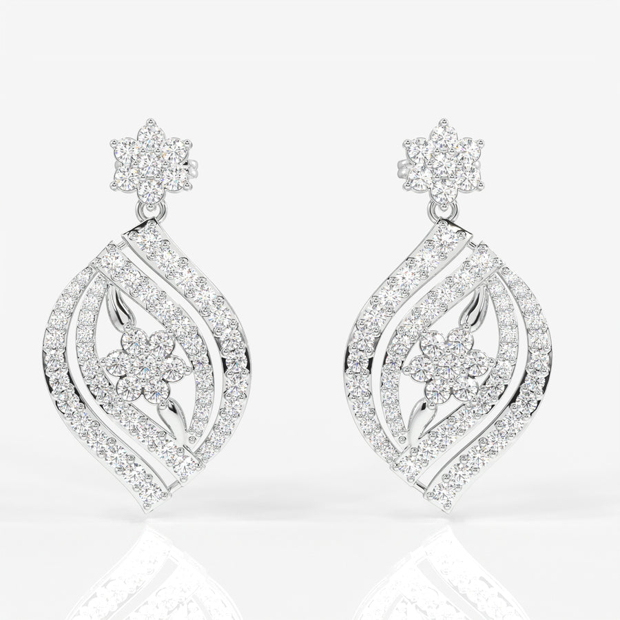 Florence Moissanite Diamond Bridal Sterling Silver Earrings