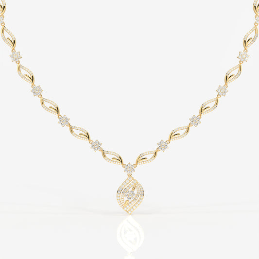 Florence Moissanite Diamond Bridal 18k Gold Necklace