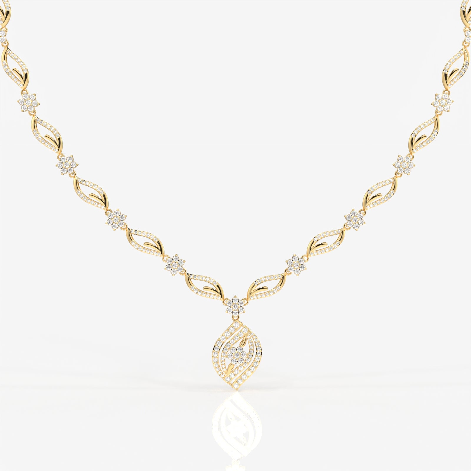 Florence Moissanite Diamond Bridal 14k Gold Necklace