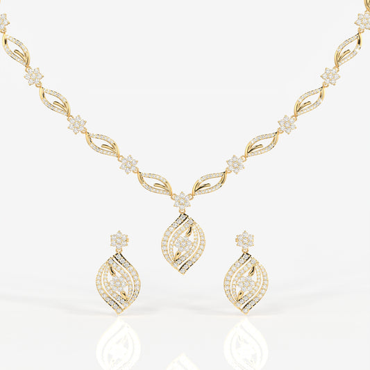 Florence Moissanite Diamond Bridal 14k Gold Necklace