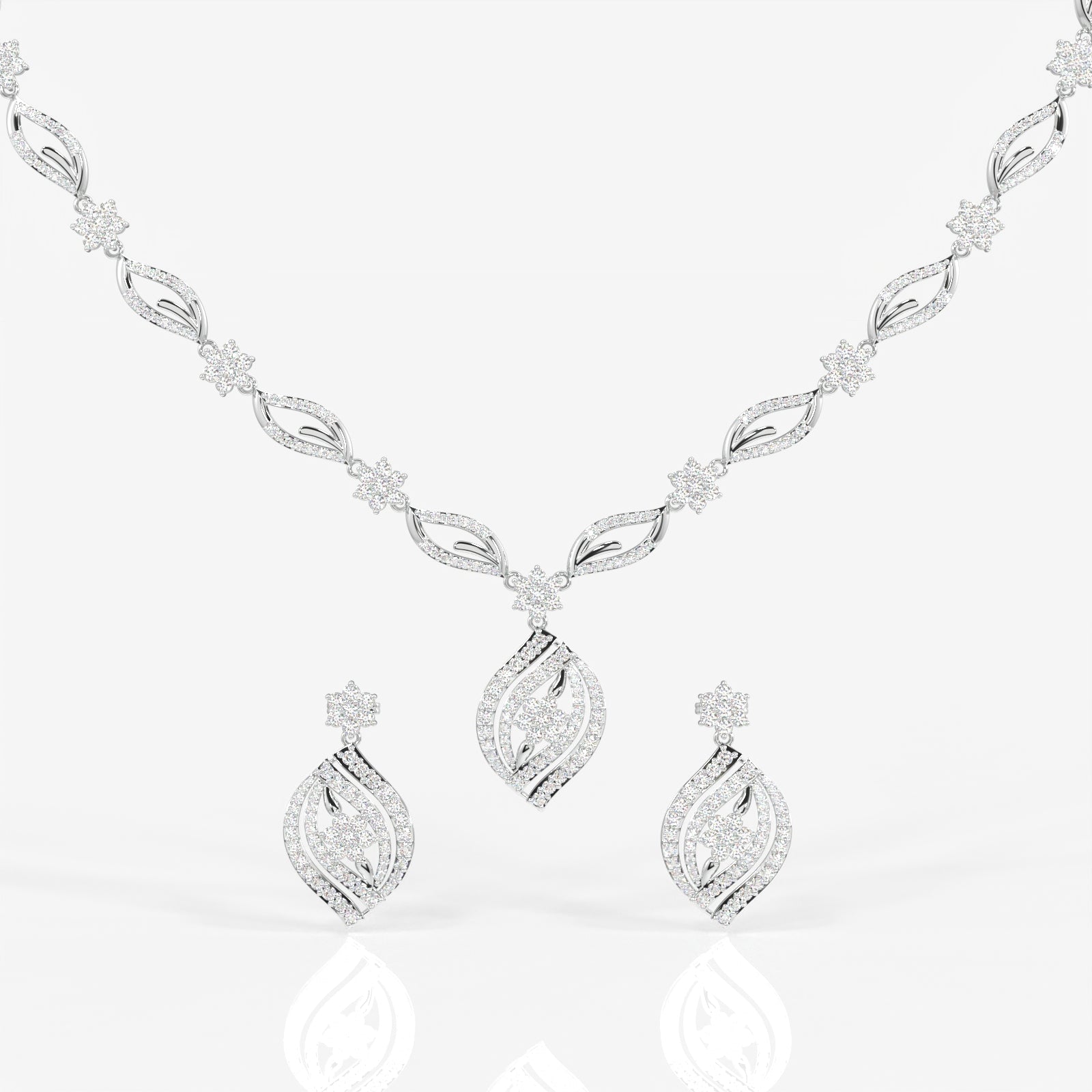 Florence Moissanite Diamond Bridal Sterling Silver Necklace