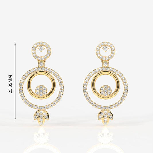 Aurelle Moissanite Diamond Studded 18k Gold Earrings