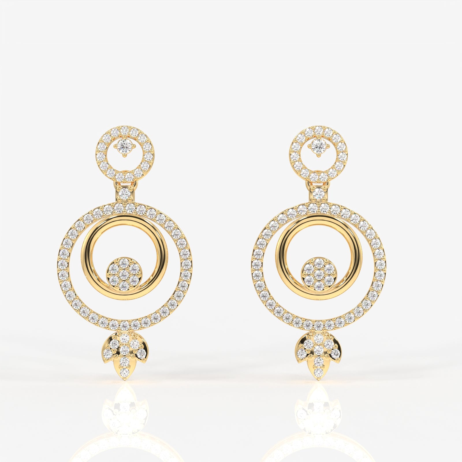 Aurelle Moissanite Diamond Studded 9k Gold Earrings